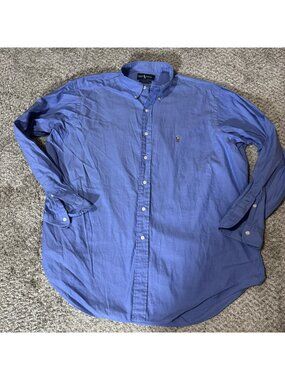 Ralph Lauren Shirt Men's 17.5 36 Blue Yarmouth Oxford Button Down Flesh Pony